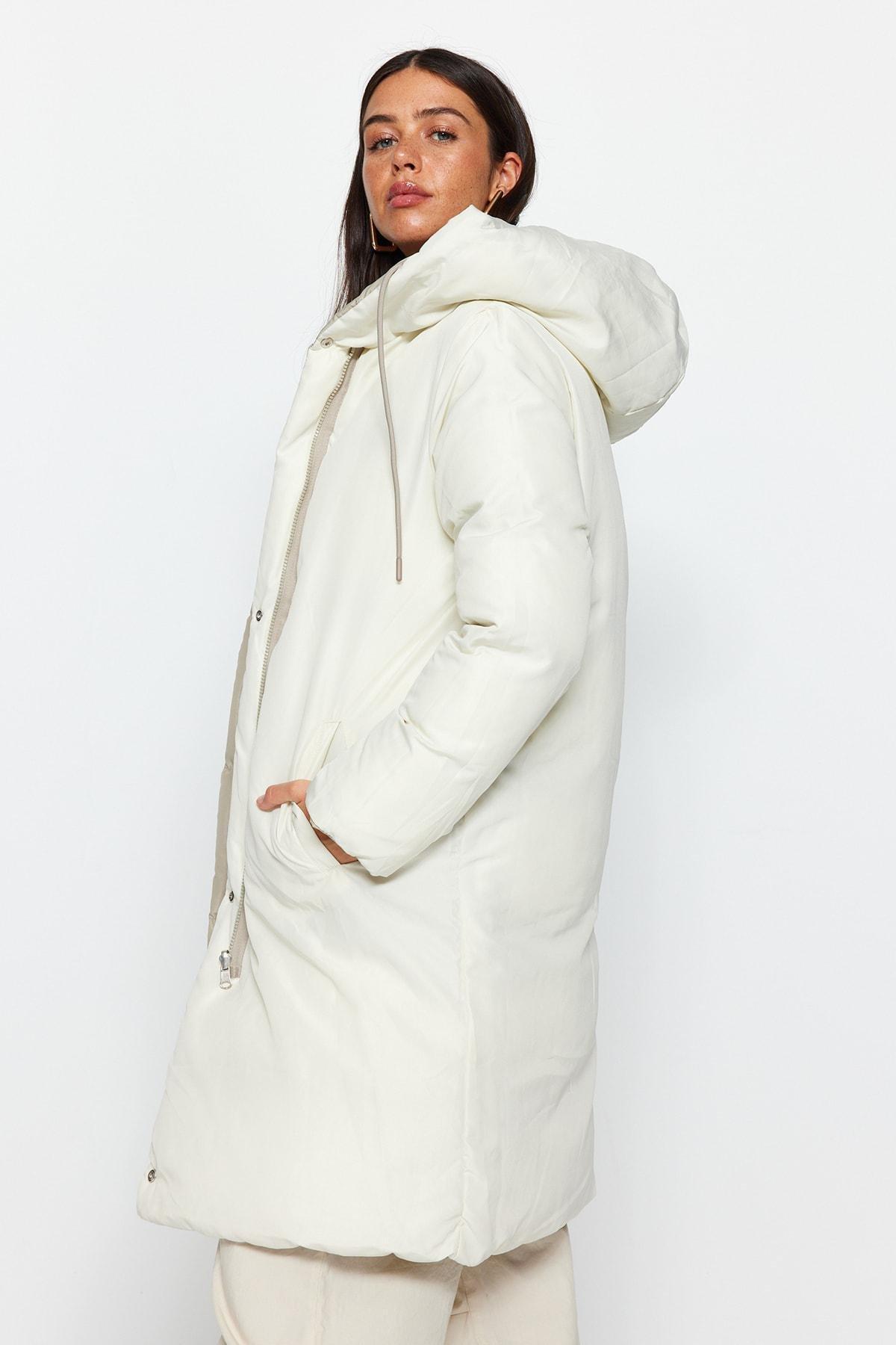 Grey Hooded Puffer Jacket, , large image number 2
