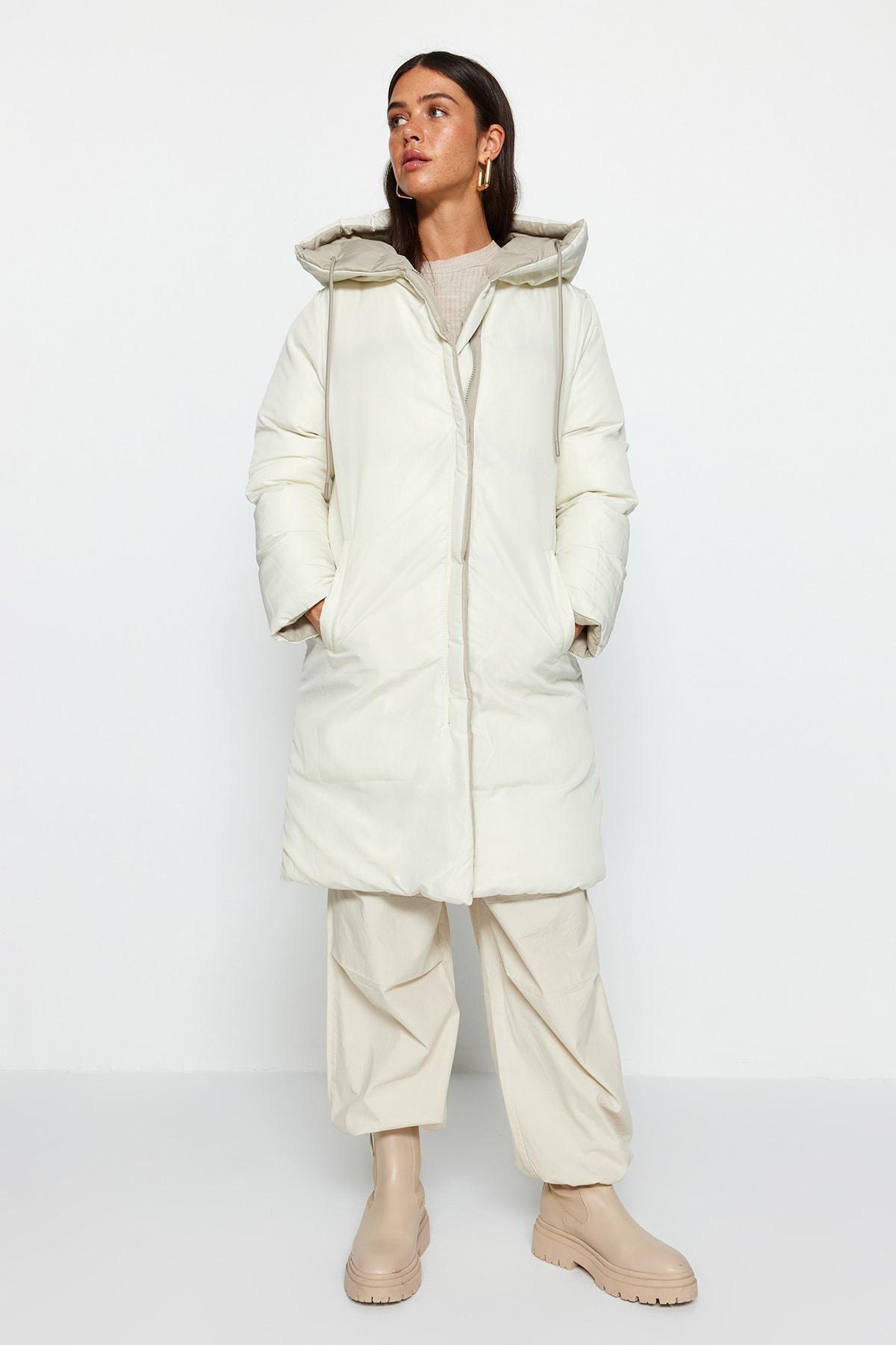 Grey Hooded Puffer Jacket, , large image number 3