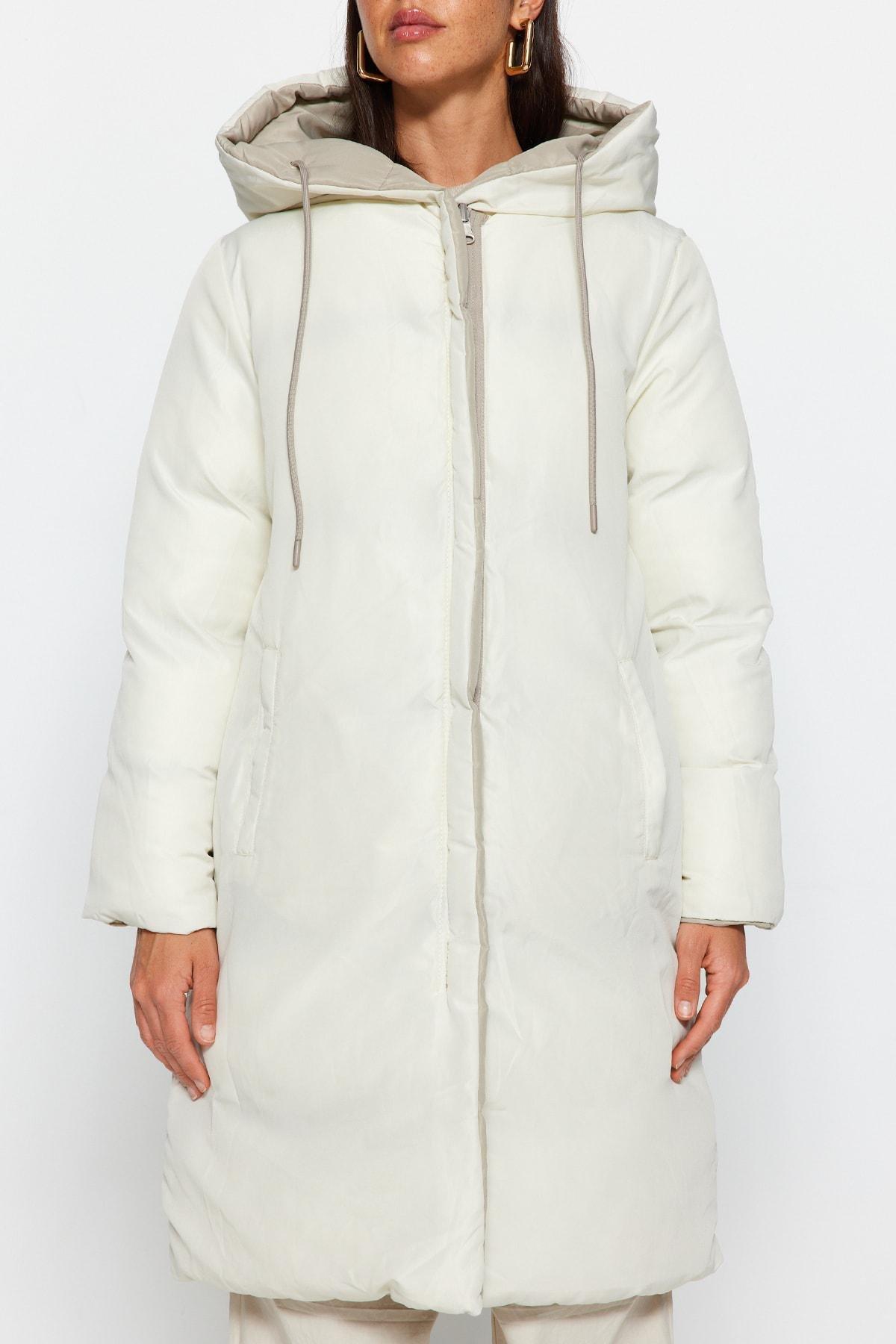 Grey Hooded Puffer Jacket, , large image number 4