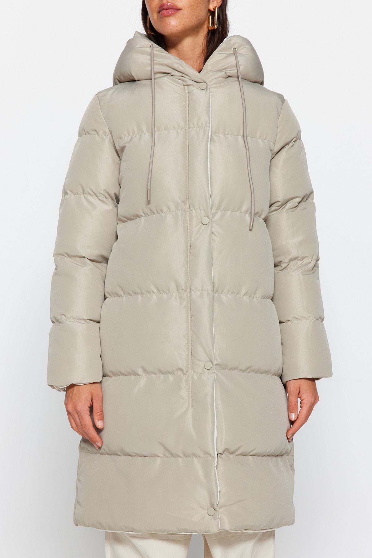 Grey Hooded Puffer Jacket, , large image number 7