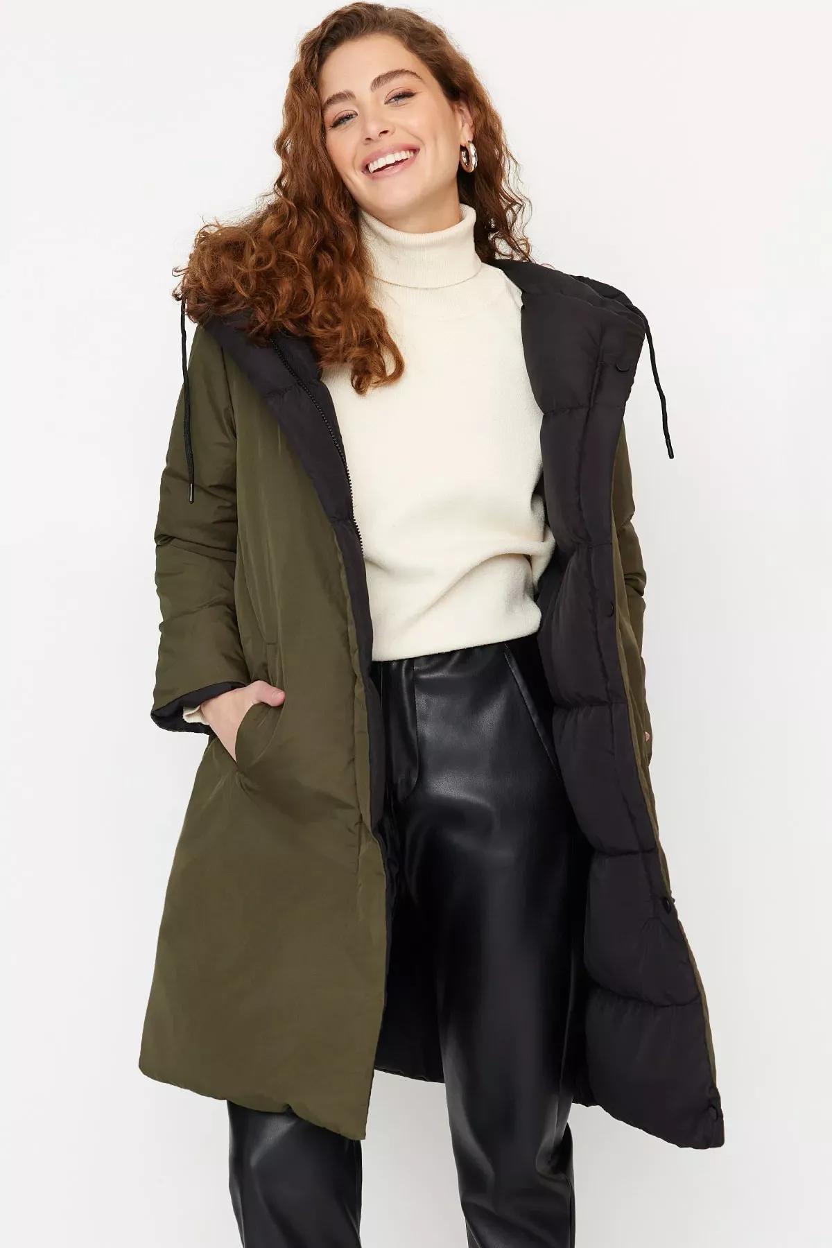 Khaki Puffer Oversize Jacket, Khaki, large image number 2