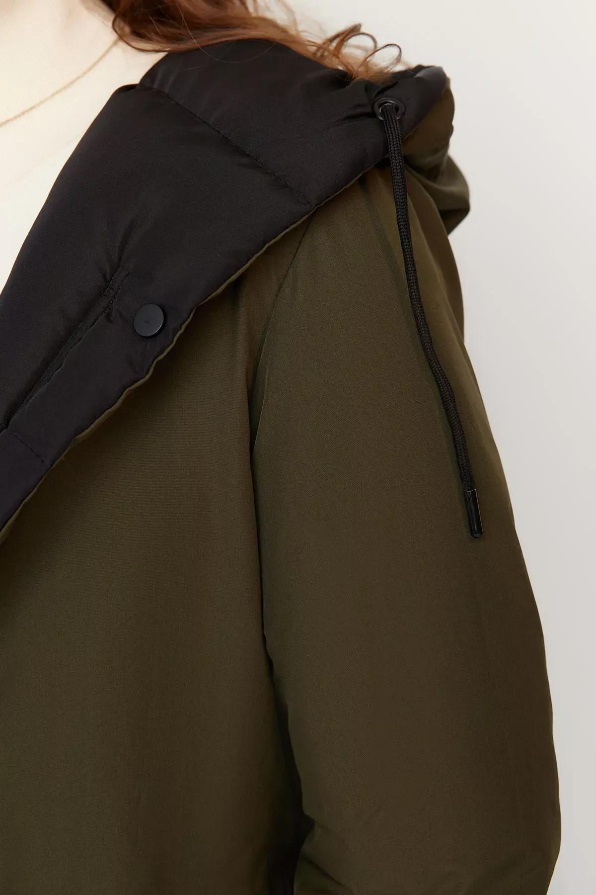 Khaki Puffer Oversize Jacket, Khaki, large image number 3