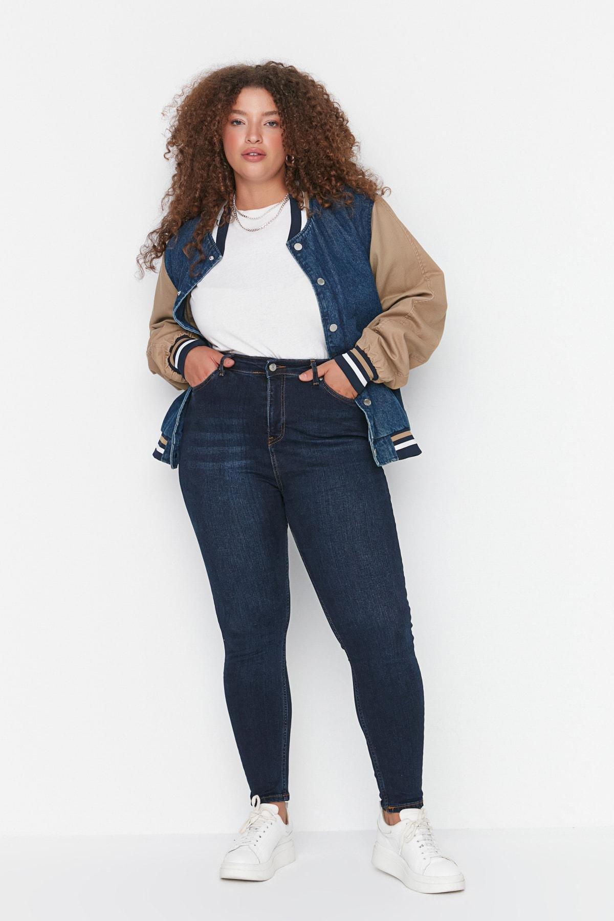 Navy Skinny Plus Size Jeans, , large image number 1
