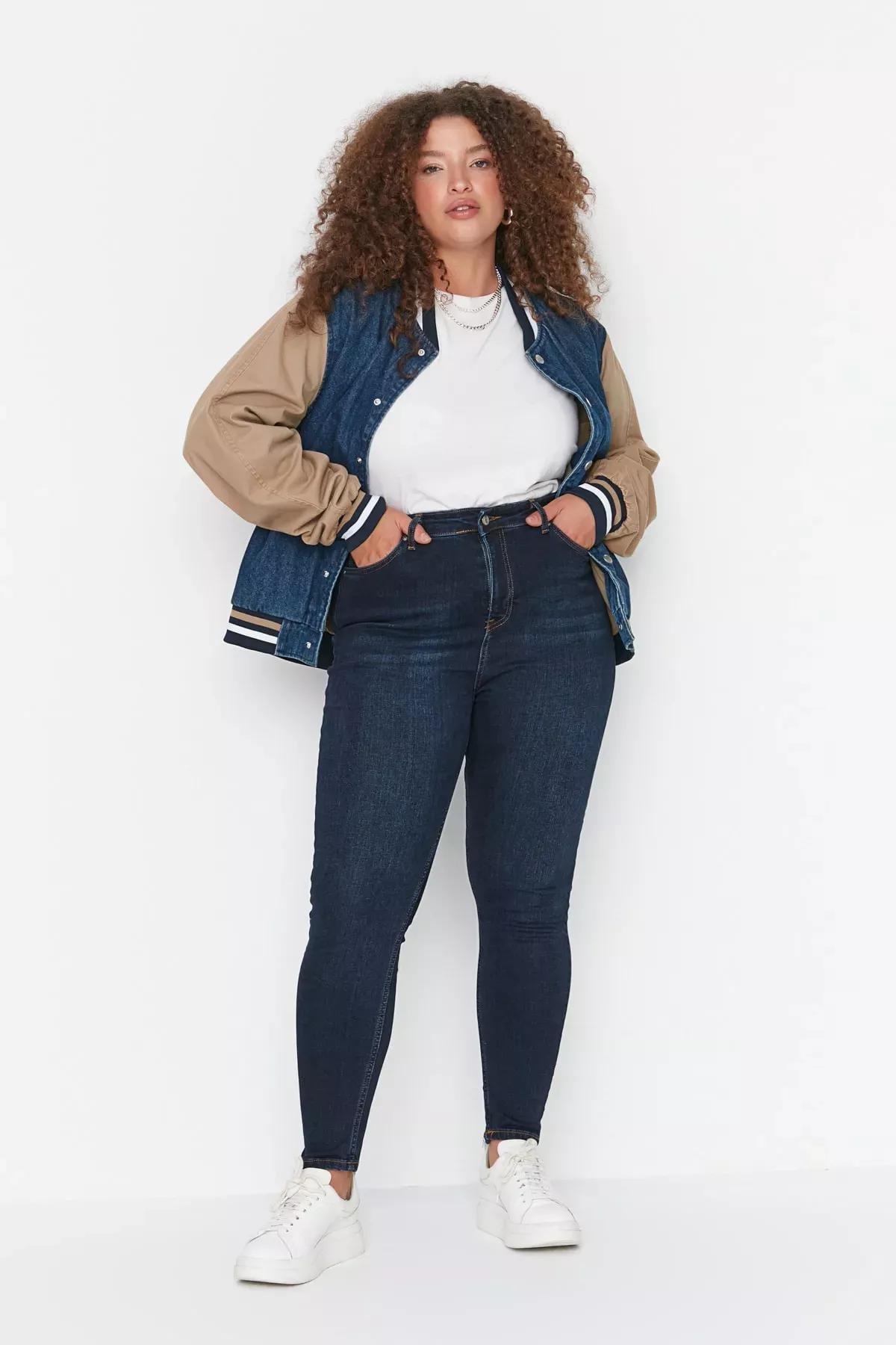 Navy Skinny Plus Size Jeans, , large image number 1