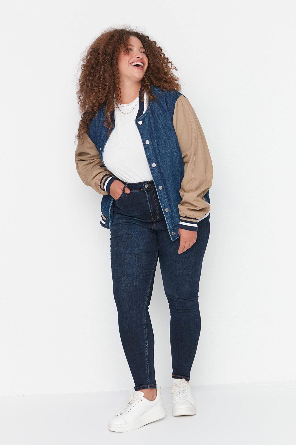 Navy Skinny Plus Size Jeans, , large image number 3