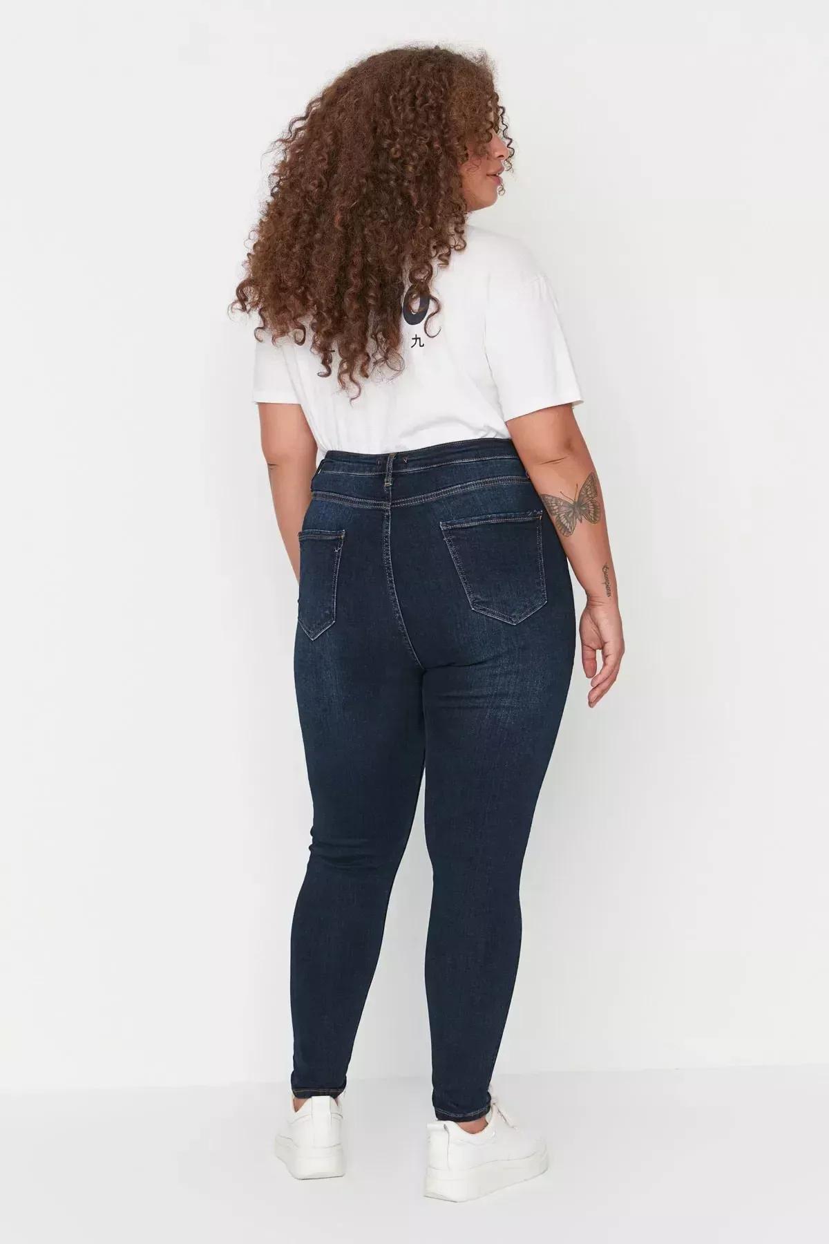 Navy Skinny Plus Size Jeans, , large image number 4