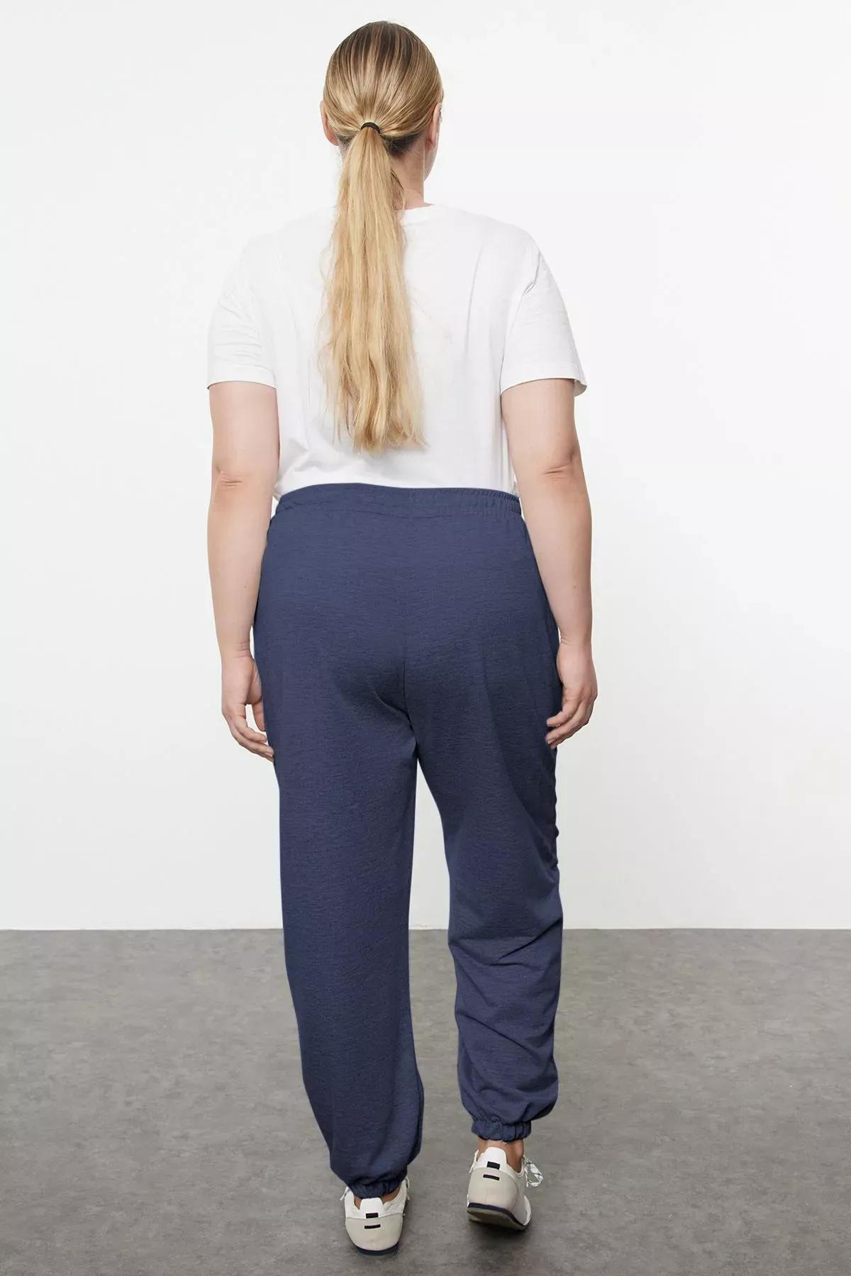 Blue Elastic Leg Jogger Plus-Size Sweatpants, , large image number 3