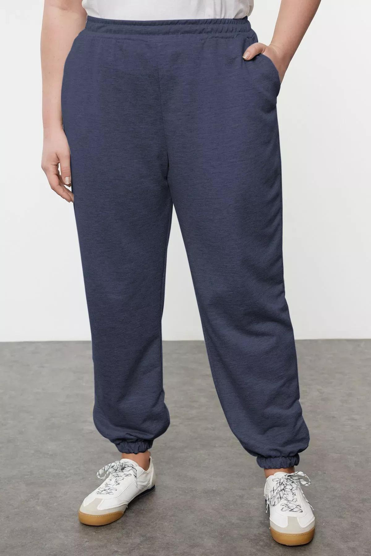 Blue Elastic Leg Jogger Plus-Size Sweatpants, , large image number 5