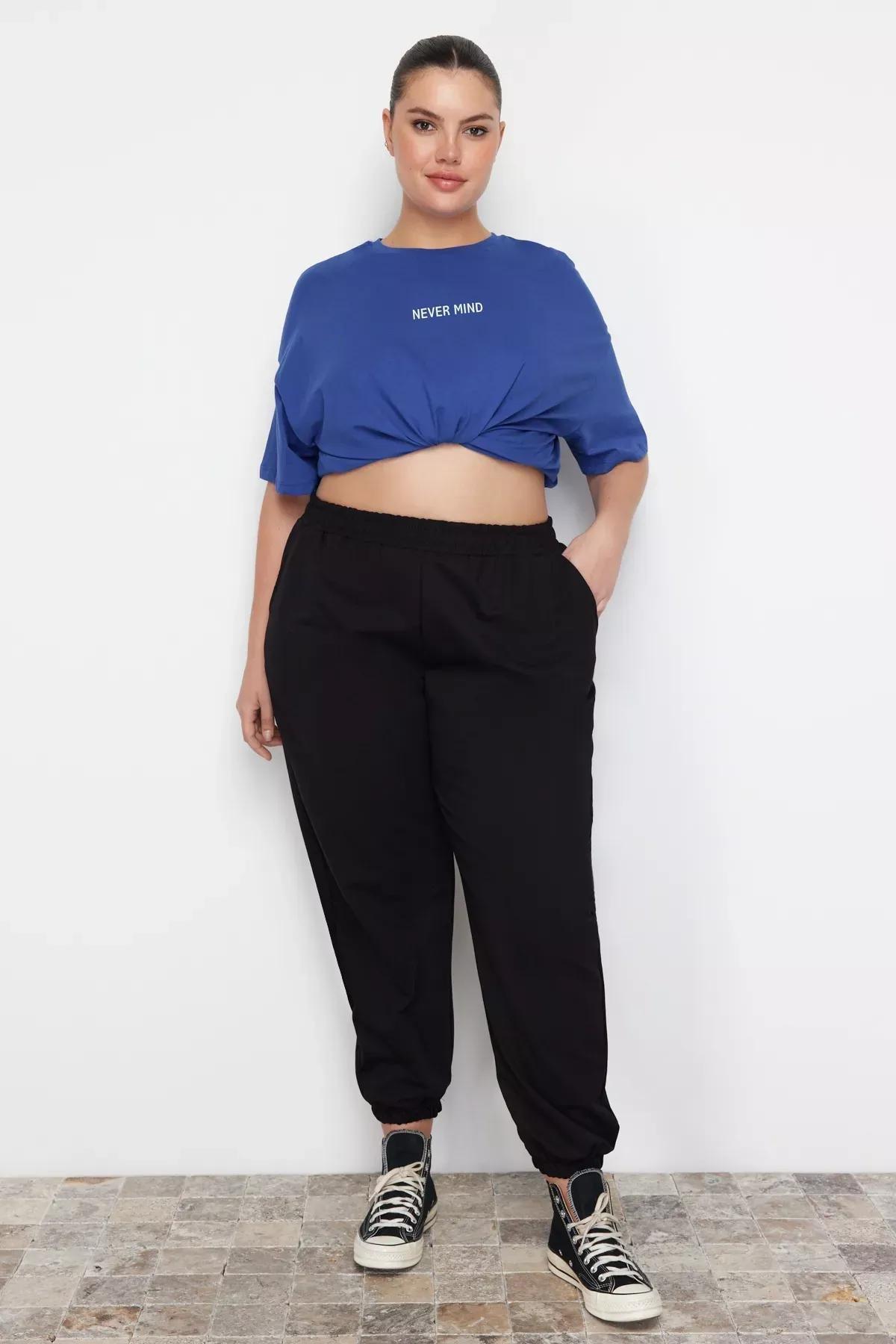 بنطال رياضي للمقاسات الكبيرة، أسود, Black, medium