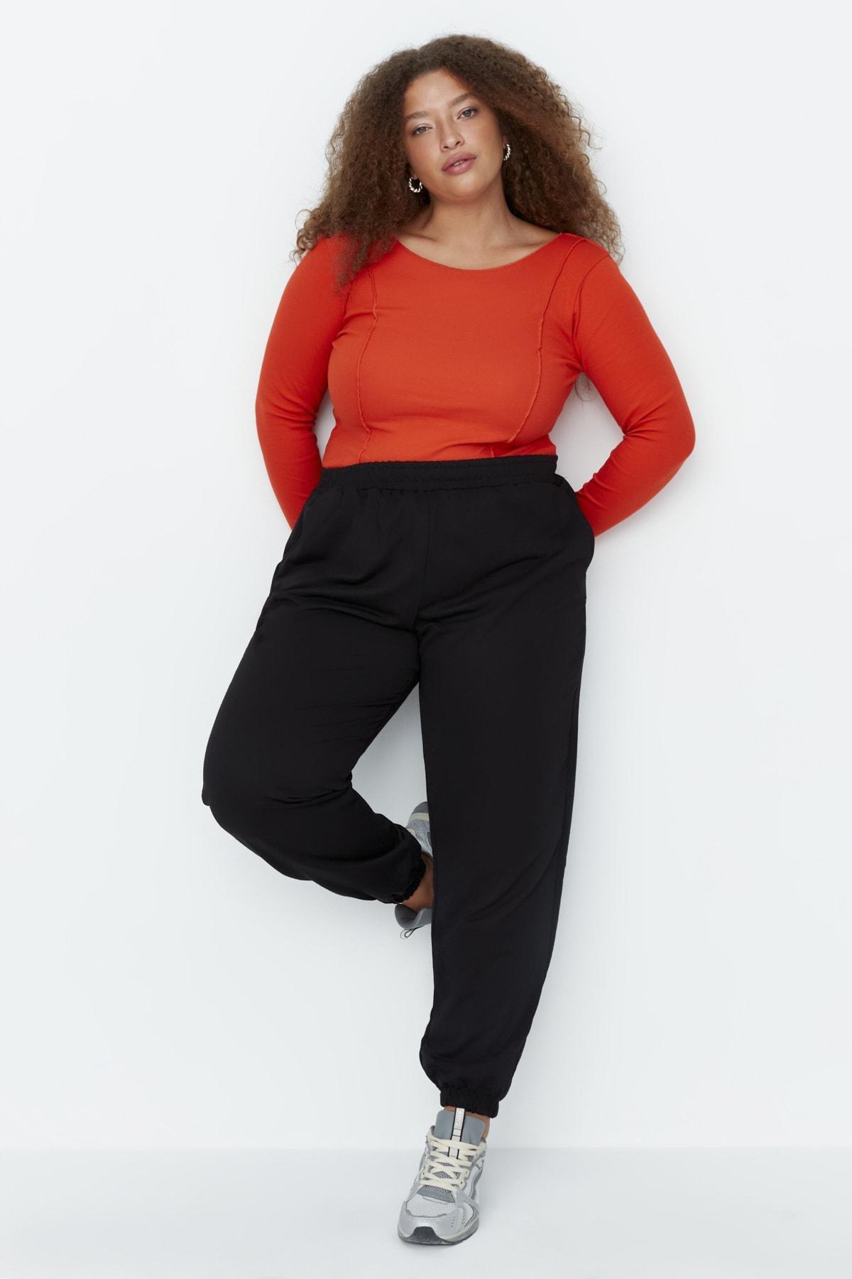 Black Joggers Plus Size Sweatpants, , large image number 2
