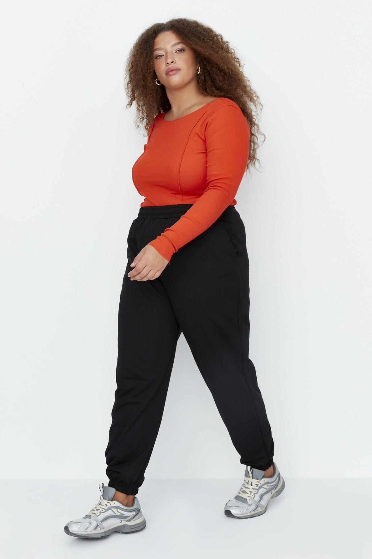 Black Joggers Plus Size Sweatpants, , large image number 4