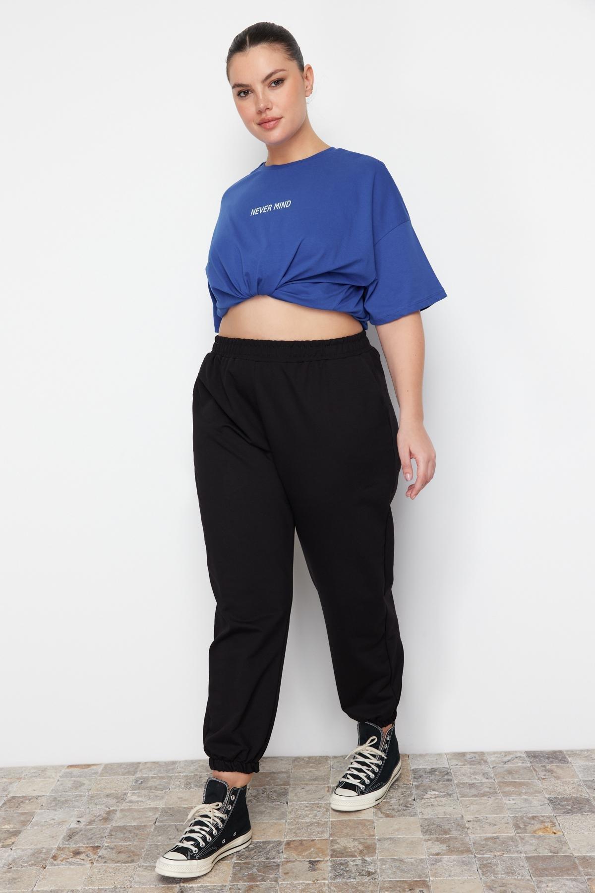 Trendyol - Black Joggers Plus Size Sweatpants