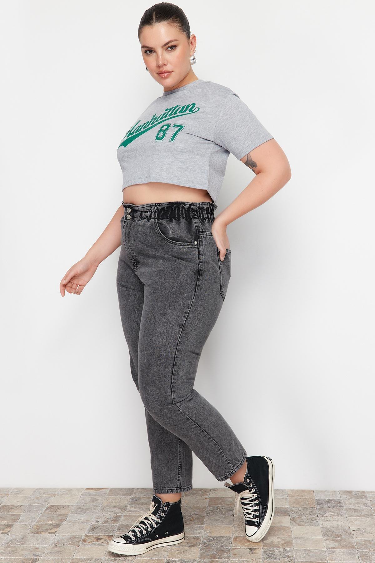 Grey Mom Plus Size Jeans, , large image number 3