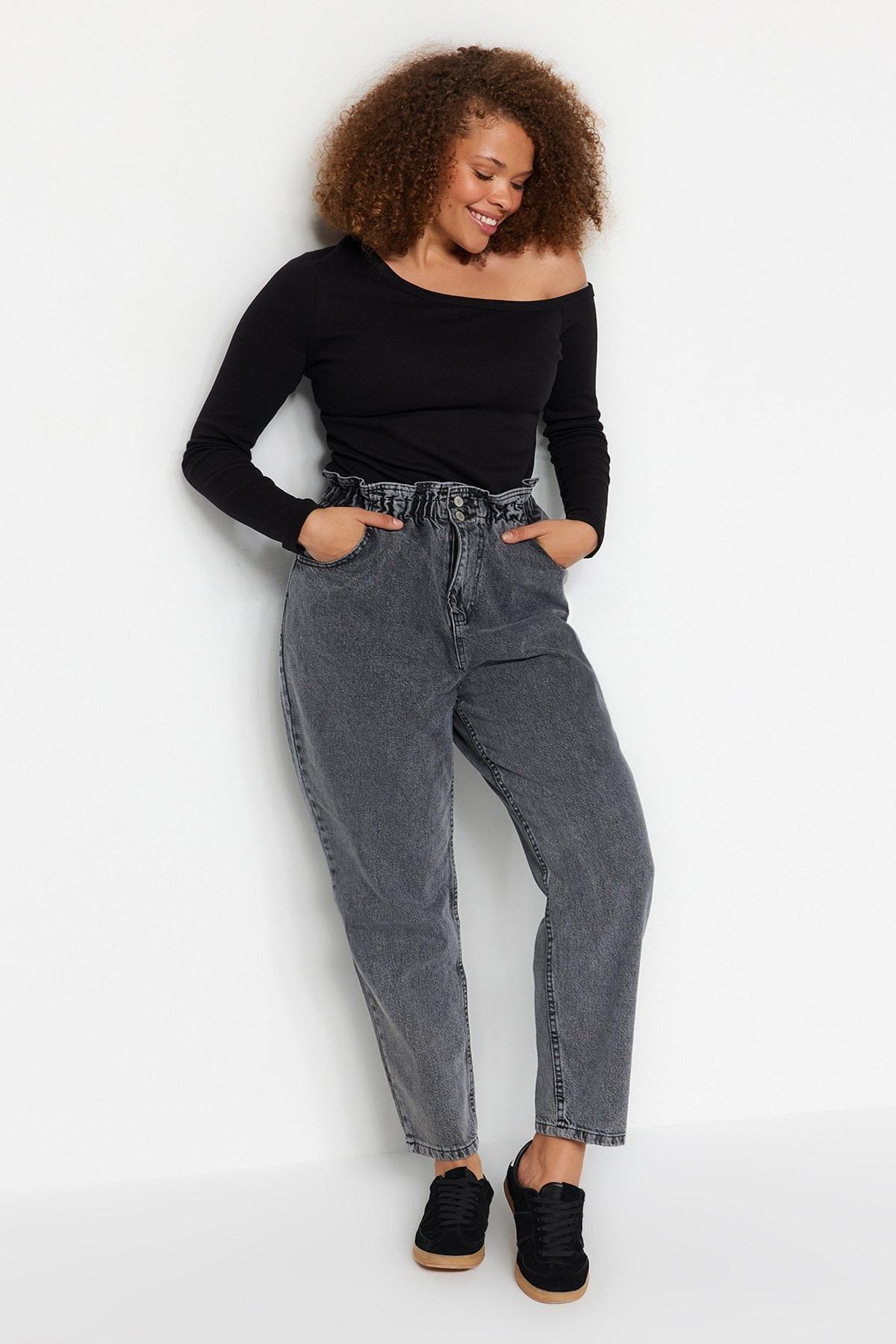 Grey Mom Plus Size Jeans, , large image number 6