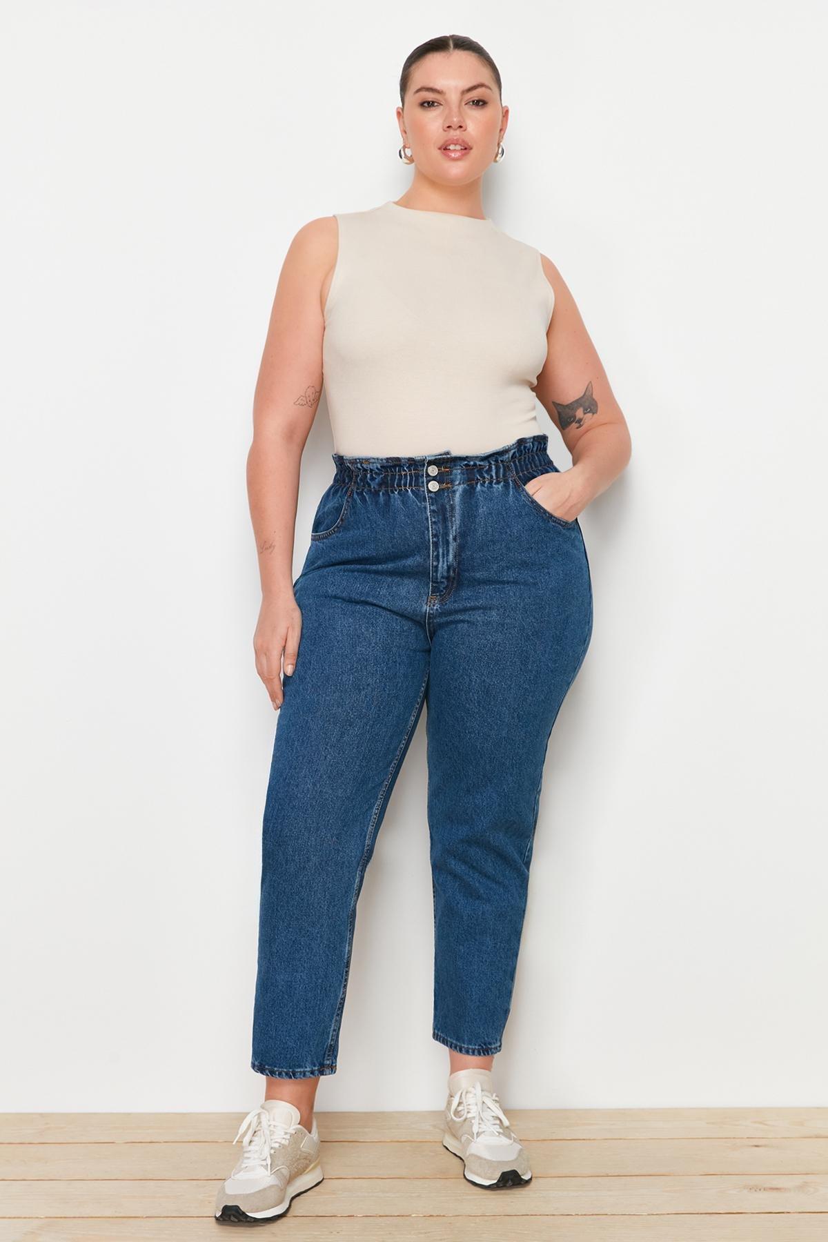 Blue Mom Plus Size Jeans, , large image number 1