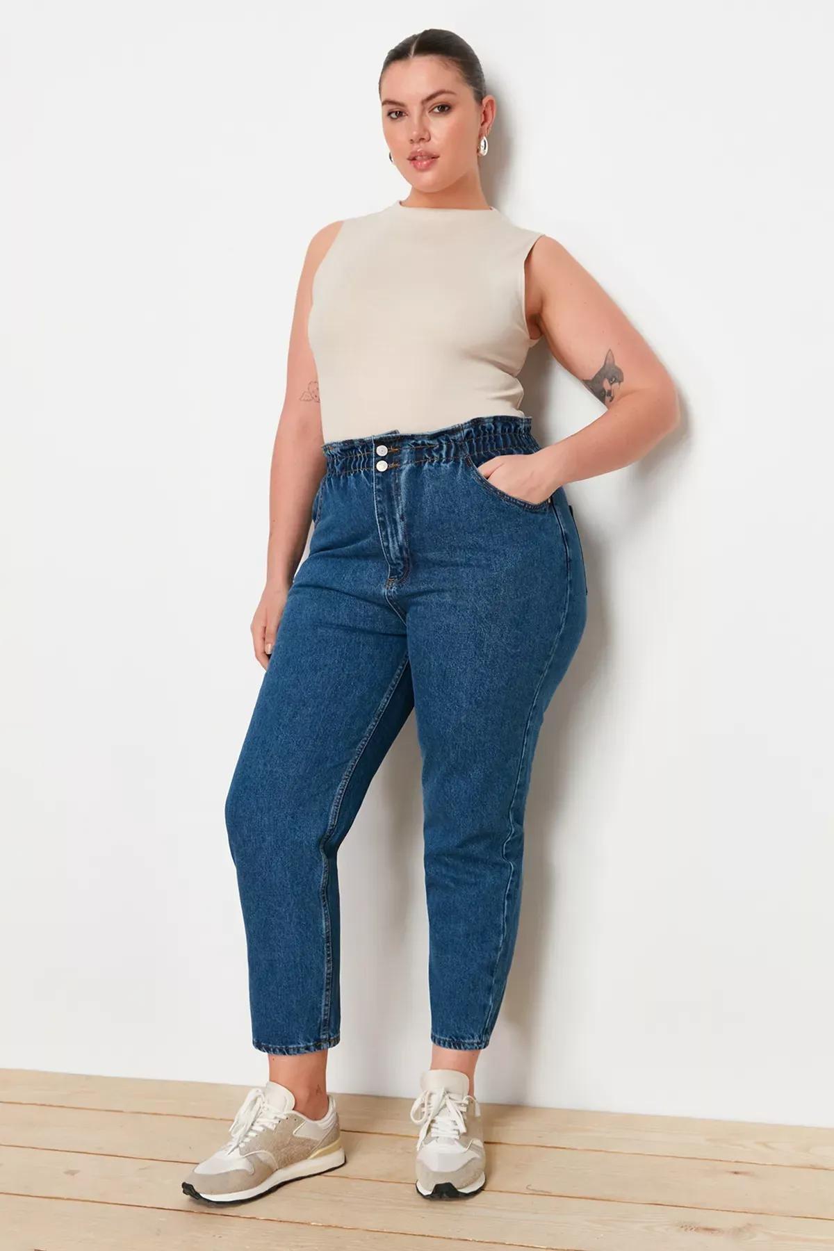 Blue Mom Plus Size Jeans, Blue, large image number 2