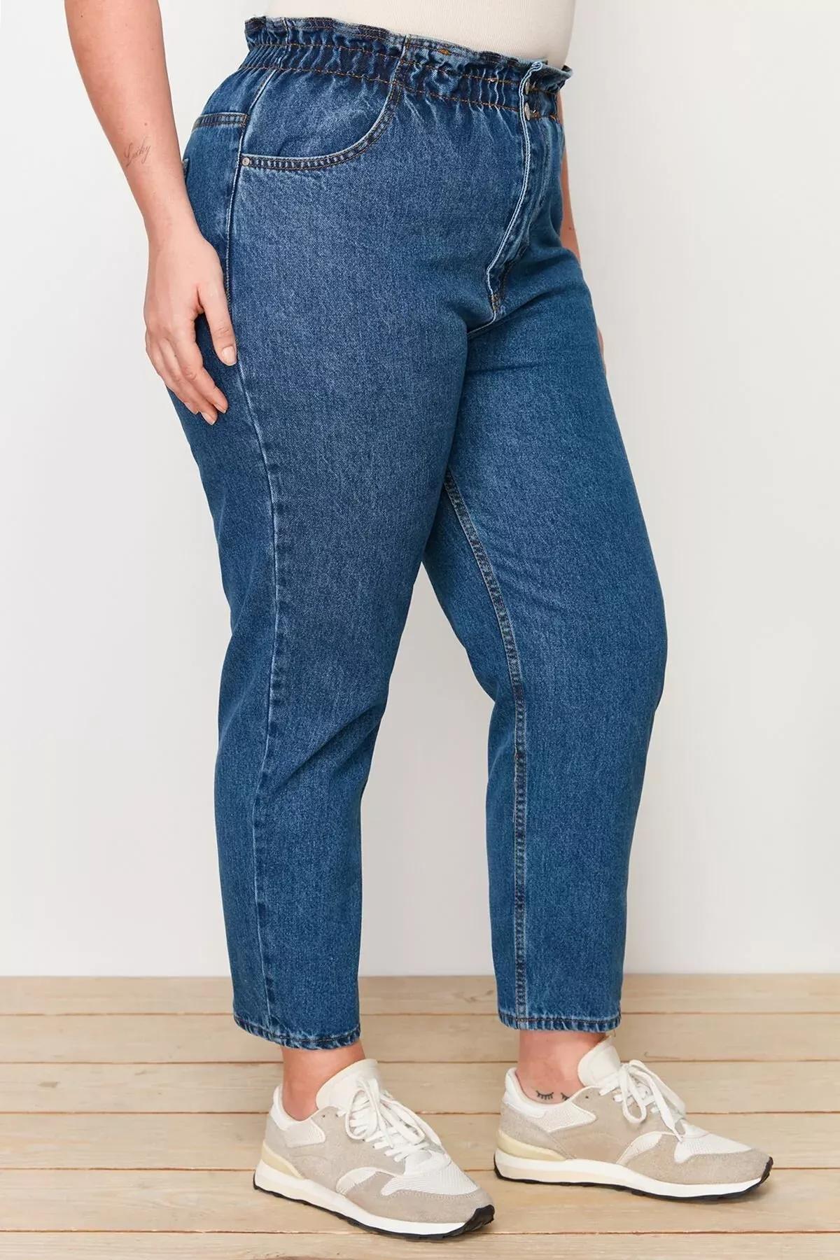 Blue Mom Plus Size Jeans, Blue, large image number 3