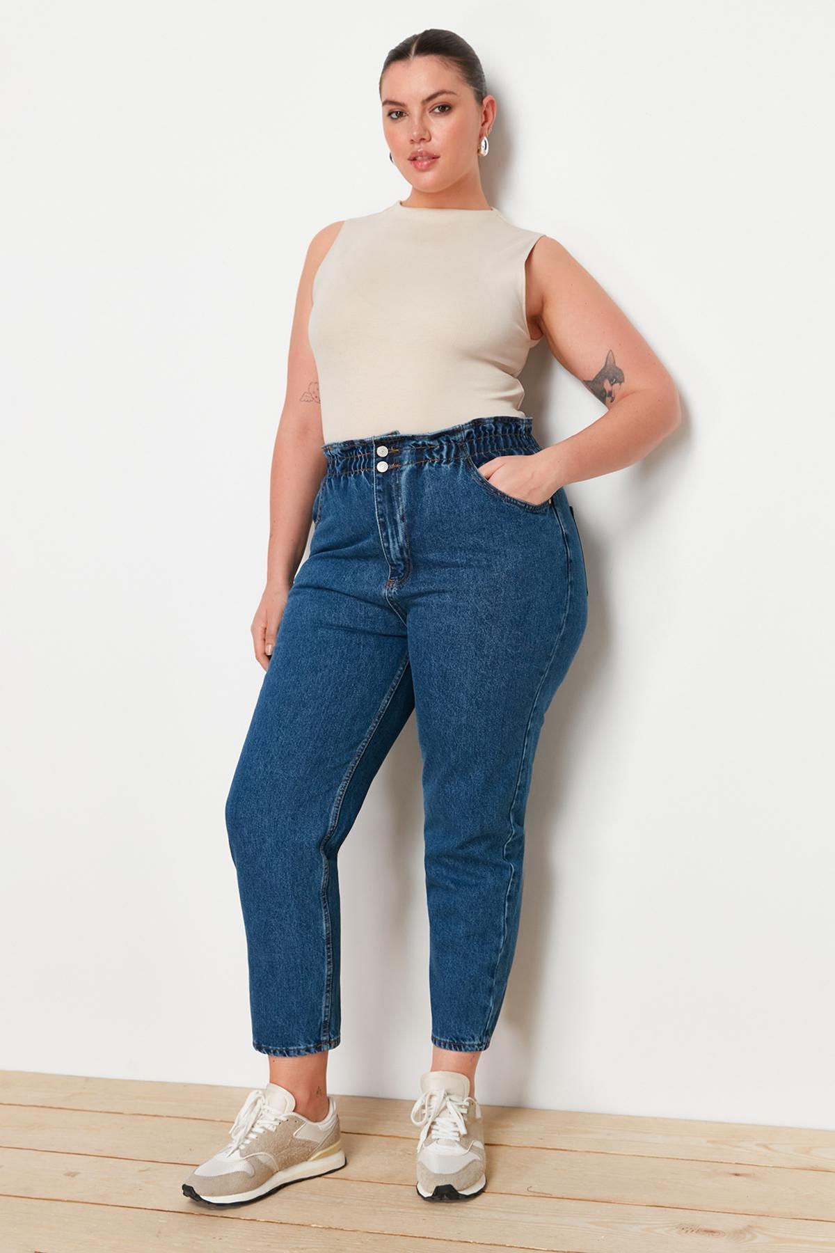 Blue Mom Plus Size Jeans, , large image number 5