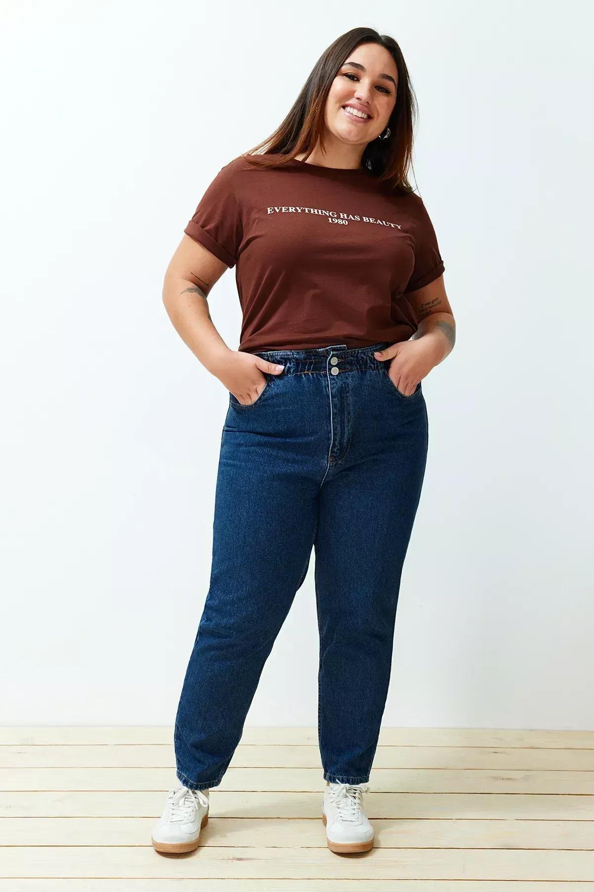 Blue Mom Plus Size Jeans, Blue, large image number 5