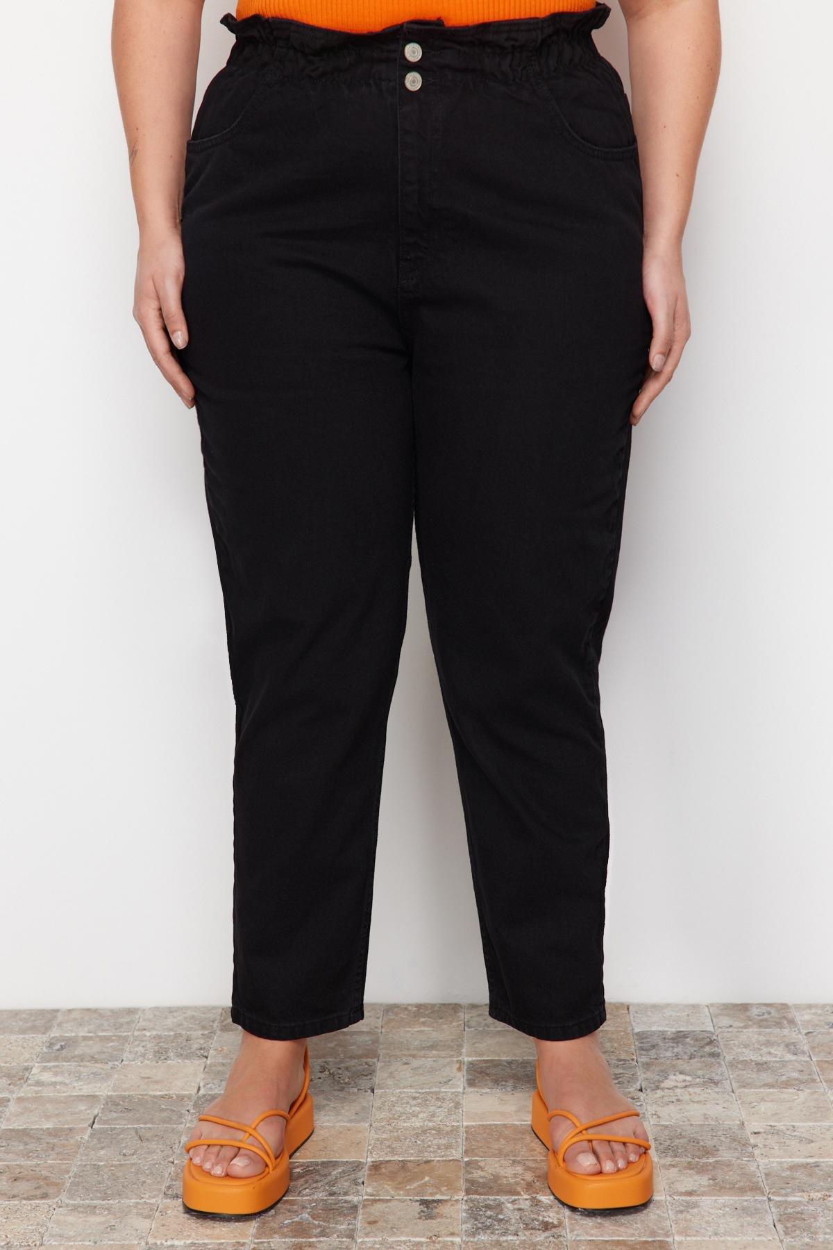 Black High Waist Mom Plus Size Jeans, , large image number 4