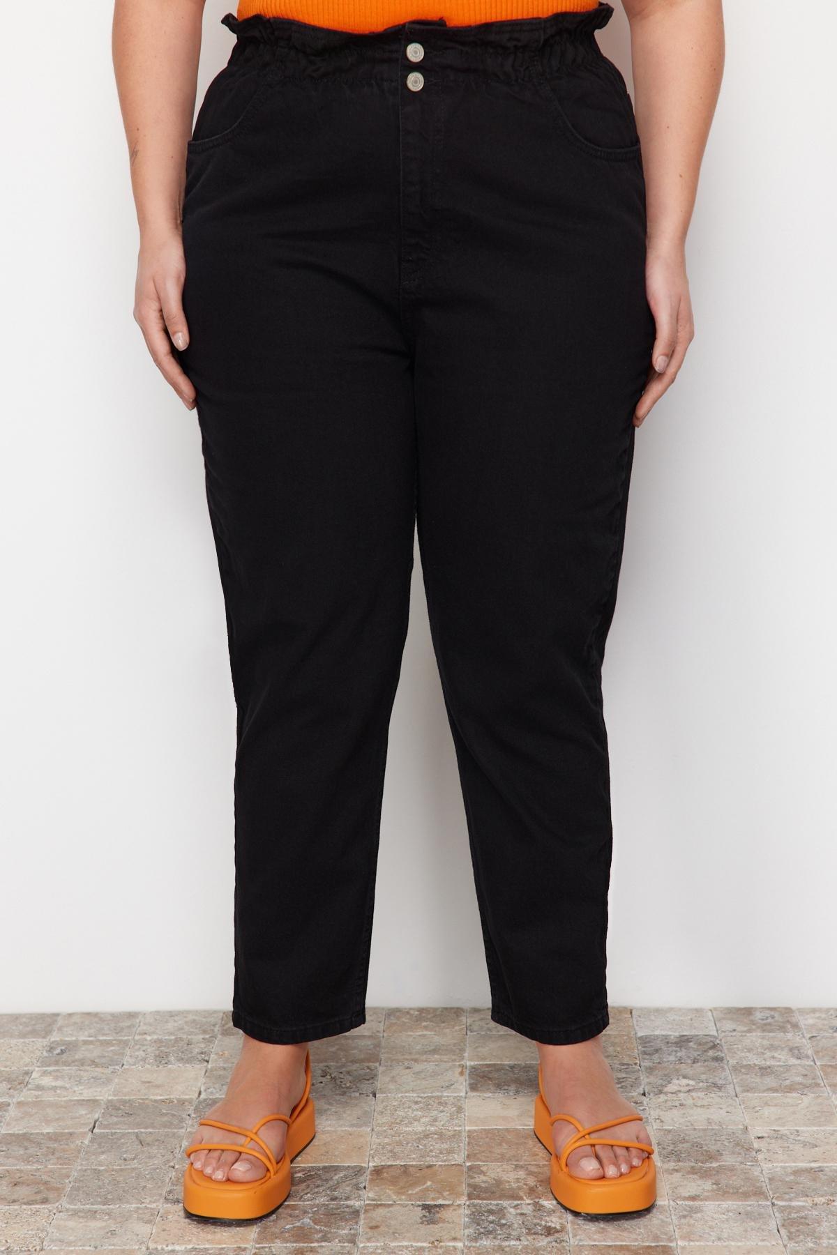 Trendyol - Black High Waist Mom Plus Size Jeans