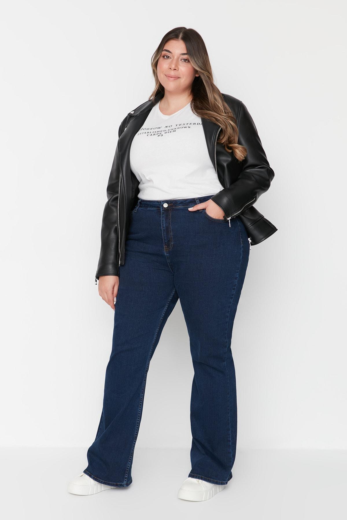 Blue Slim Plus Size Jeans, , large image number 0