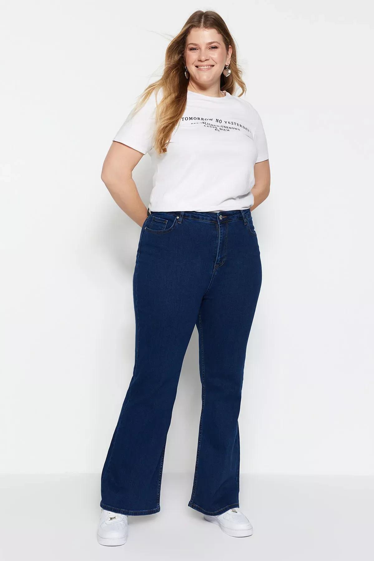 Blue Slim Plus Size Jeans, Blue, medium