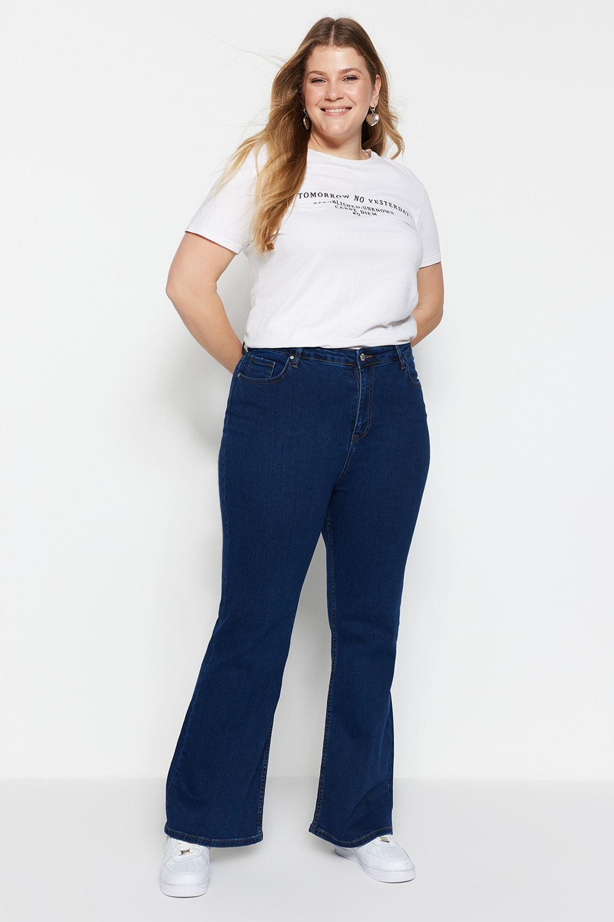 Blue Slim Plus Size Jeans, , large image number 1