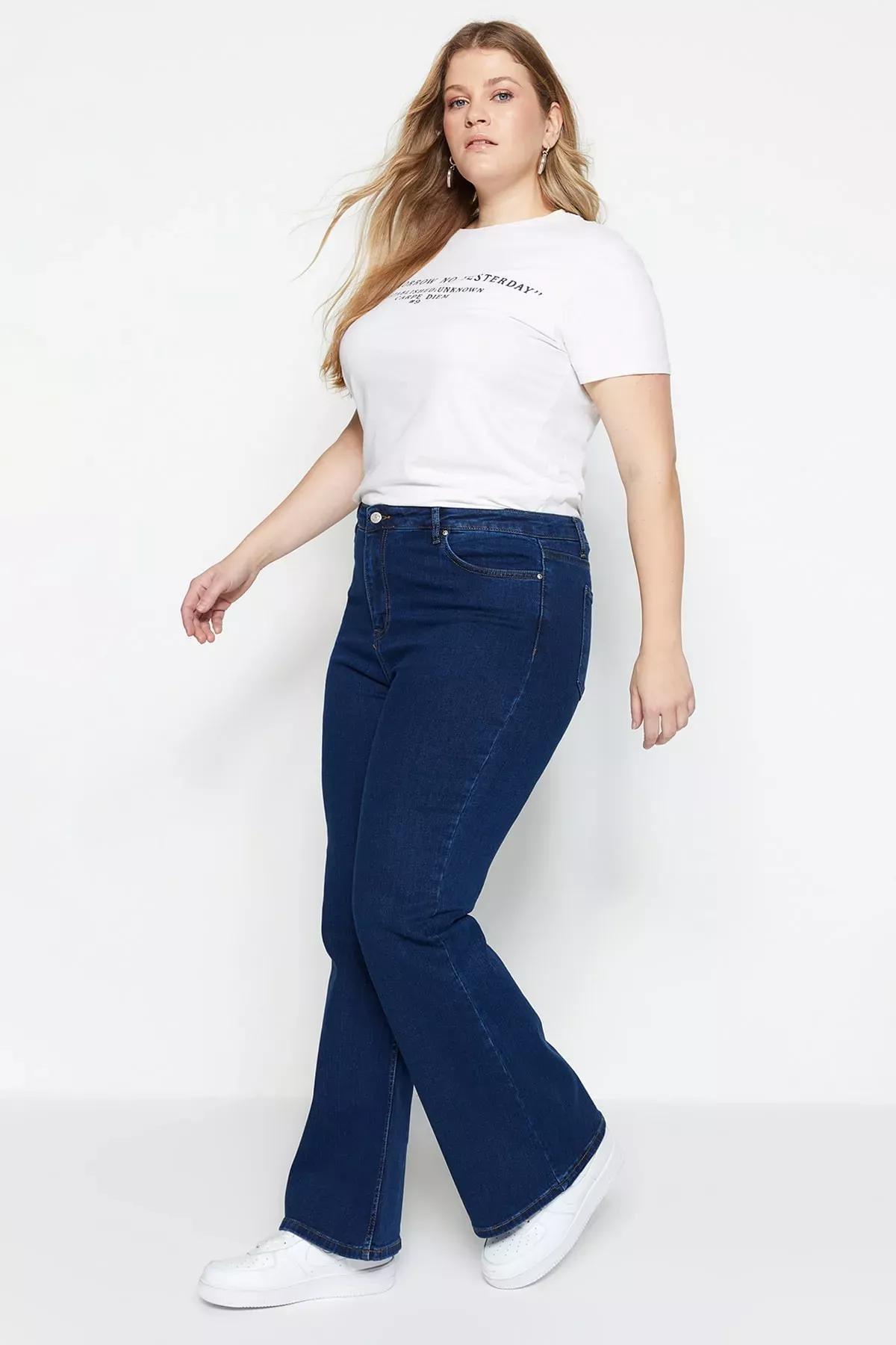 Blue Slim Plus Size Jeans, Blue, medium
