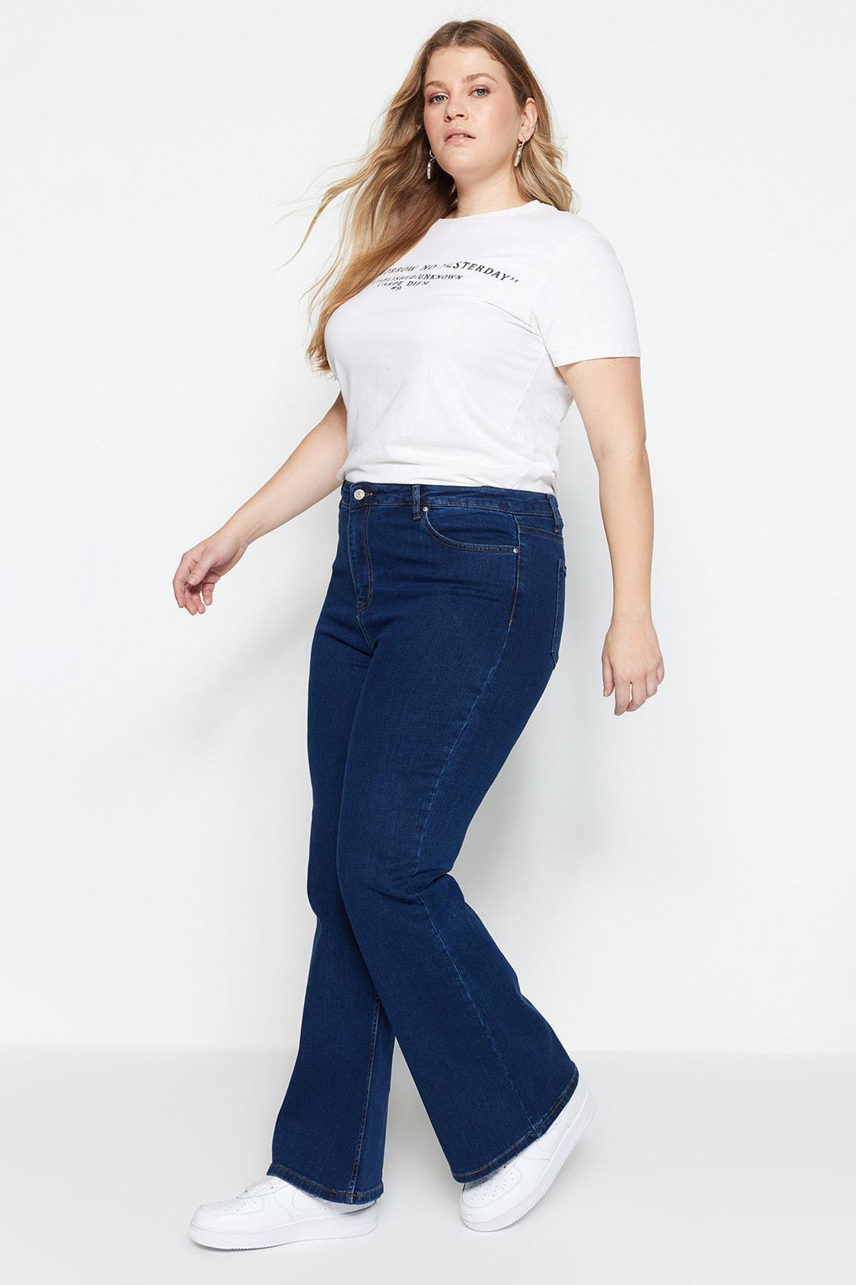 Trendyol - Blue Slim Plus Size Jeans