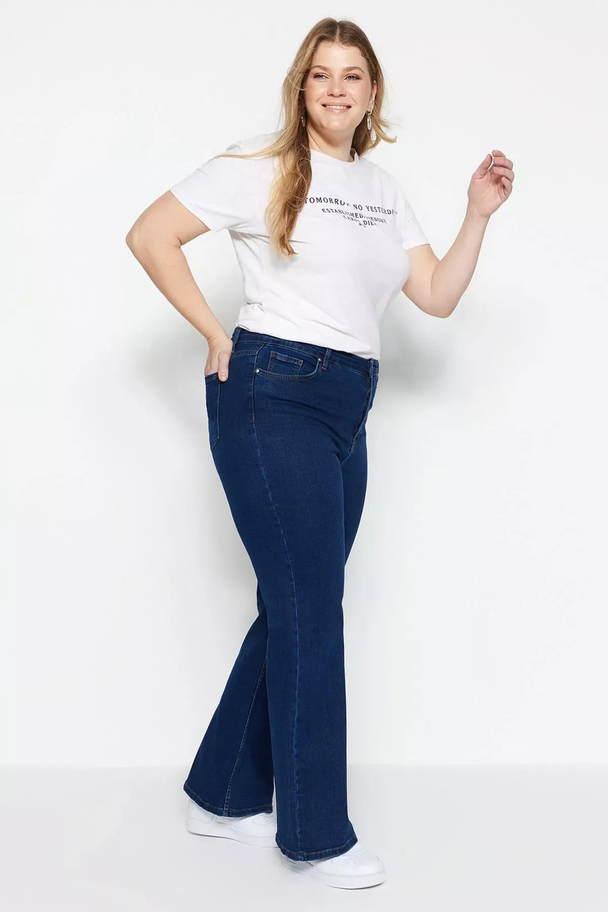 Blue Slim Plus Size Jeans, Blue, medium