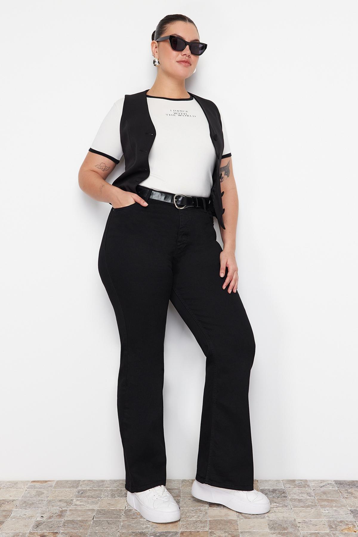 Black Slim Plus Size Jeans, , large image number 5