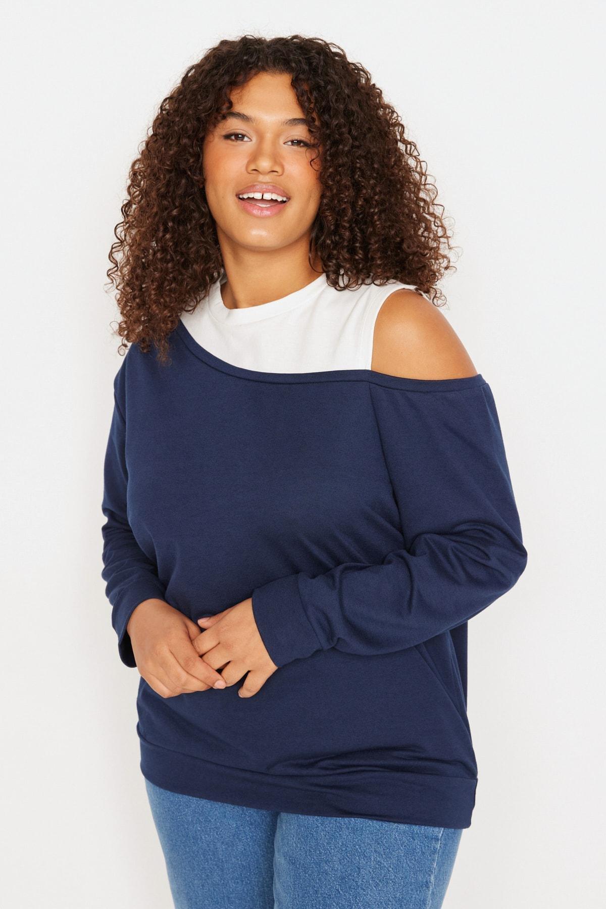 Navy Regular Plus Size Sweatshirt, , large image number 0