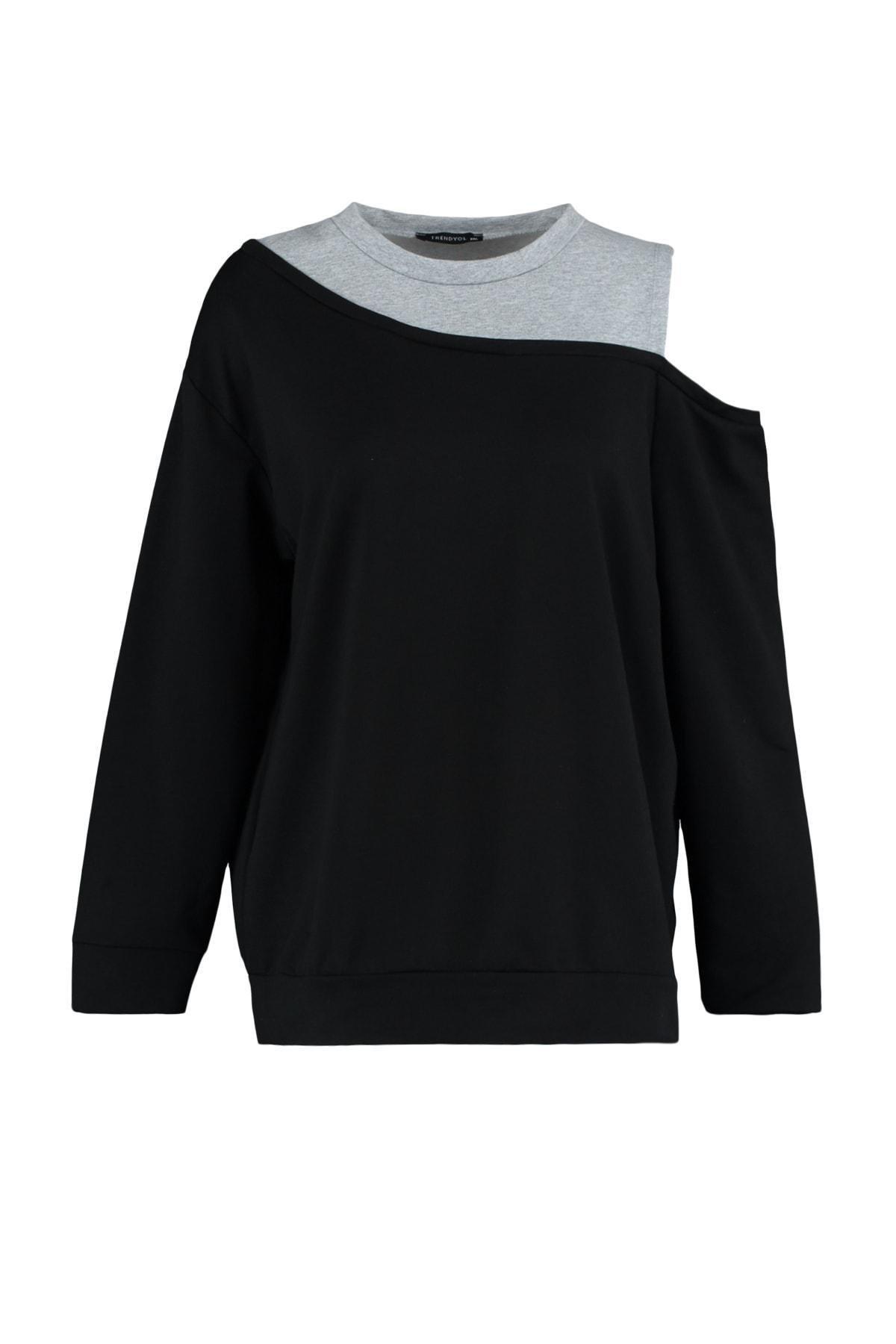 Black Crew Neck Plus Size Sweatshirt, , large image number 7