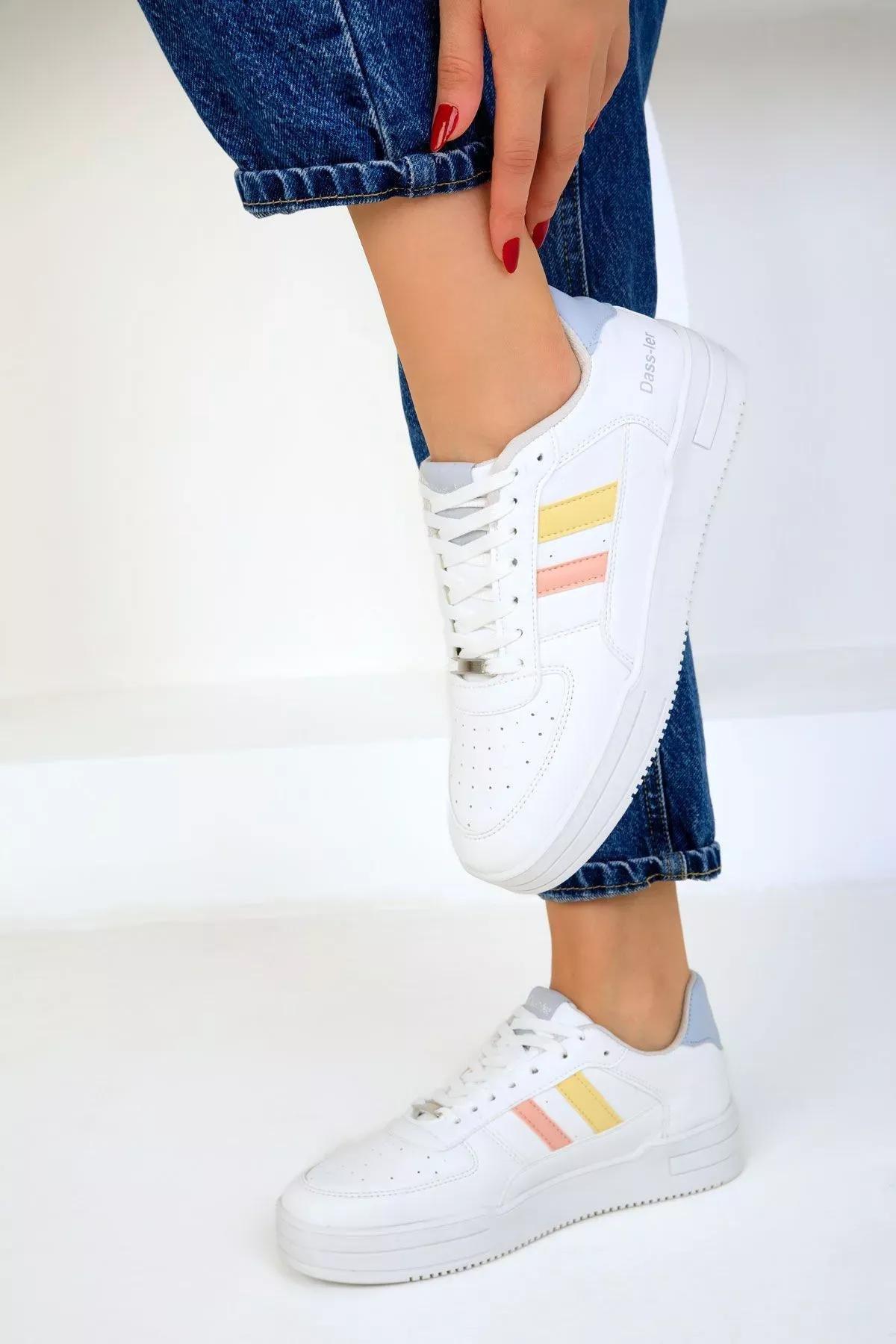 White-Powder-Yellow Unisex Sneaker 17105, C101_5551, large image number 0
