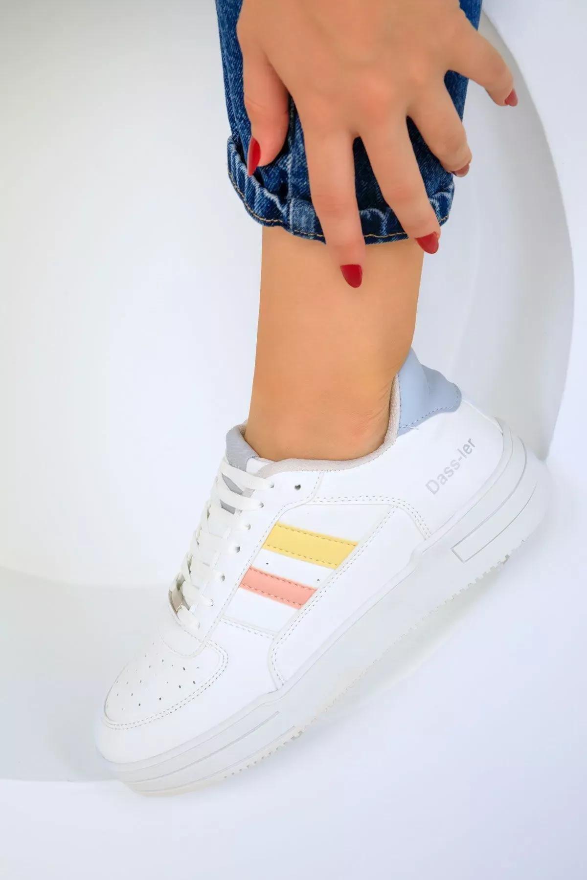 White-Powder-Yellow Unisex Sneaker 17105, C101_5551, large image number 4