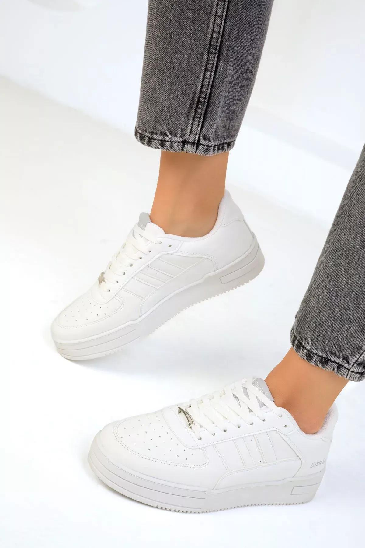 White Unisex Sneakers, , large image number 3