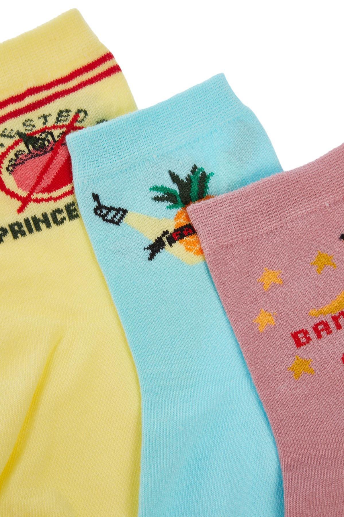 Pink Printed Socks, Set Of 3, , large image number 0