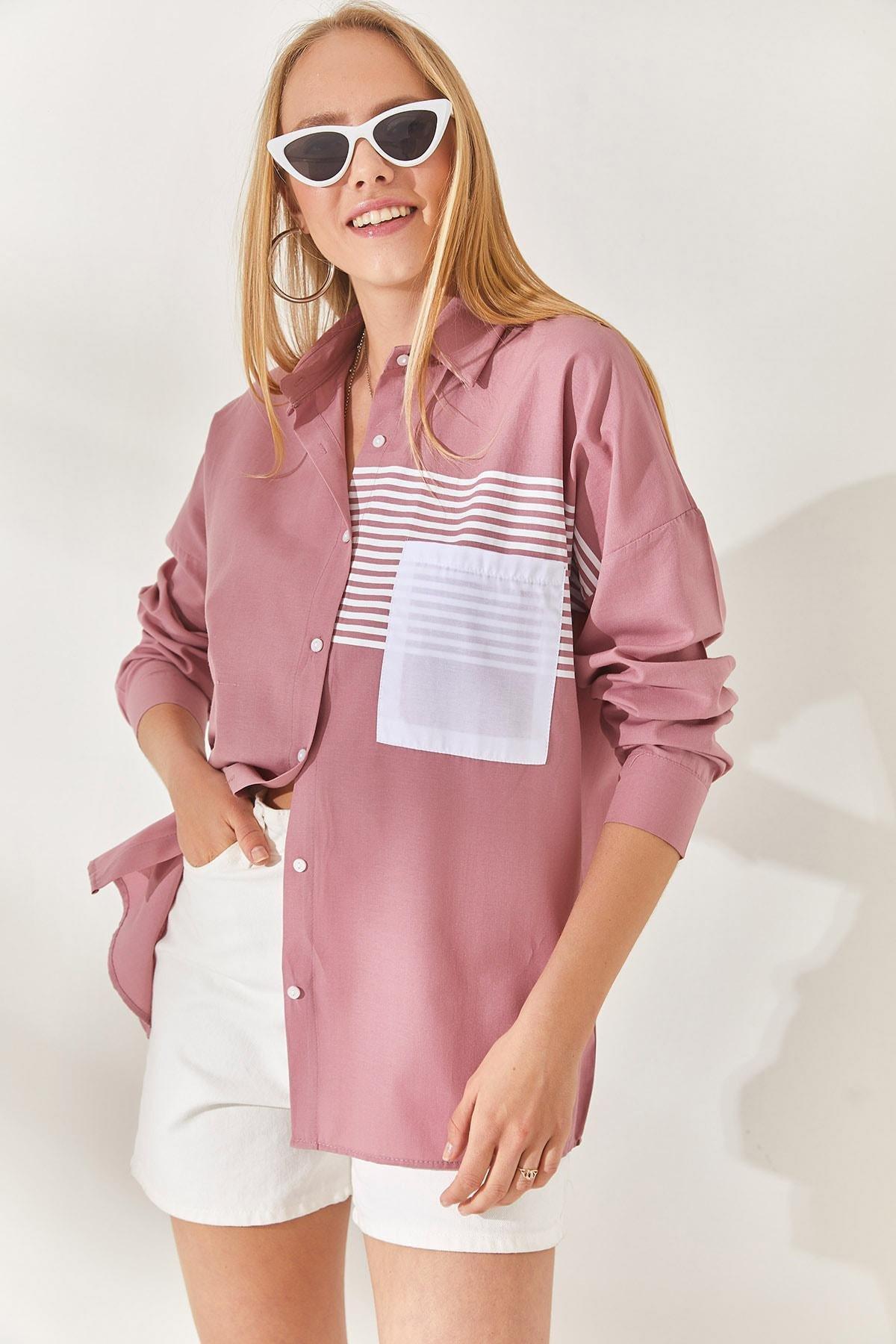 Pink Colourblock Oversize Shirt, , large image number 0