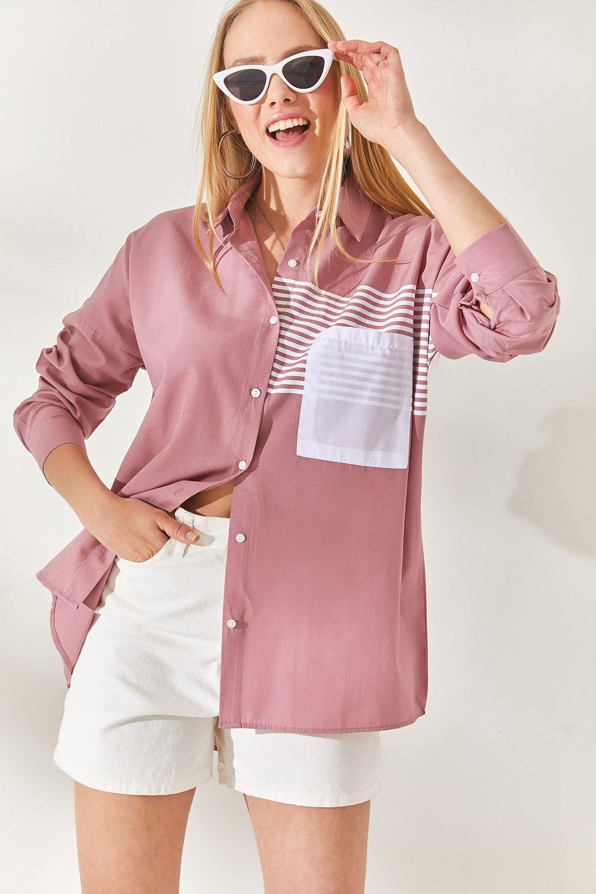 Pink Colourblock Oversize Shirt, , large image number 2