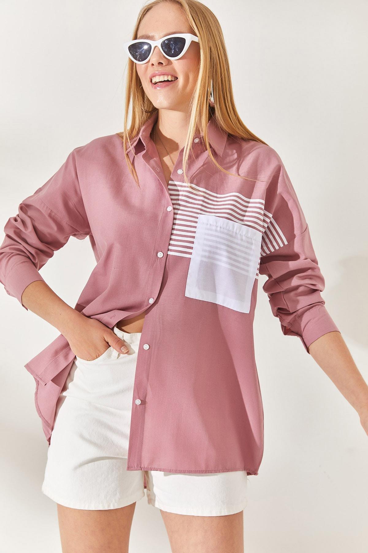 Pink Colourblock Oversize Shirt, , large image number 3
