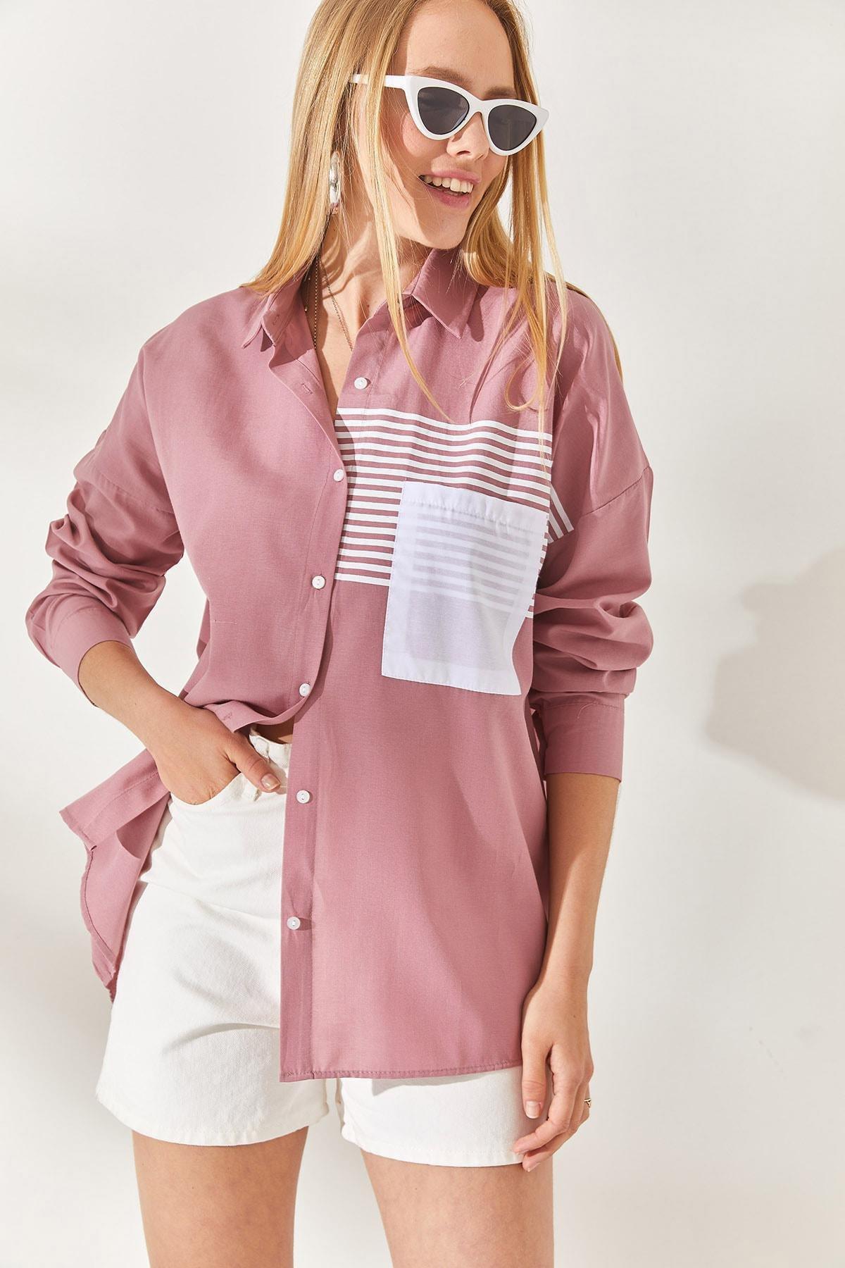 Pink Colourblock Oversize Shirt, , large image number 4