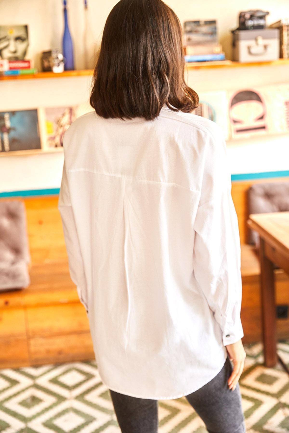 White Colourblock Oversize Shirt, , large image number 3