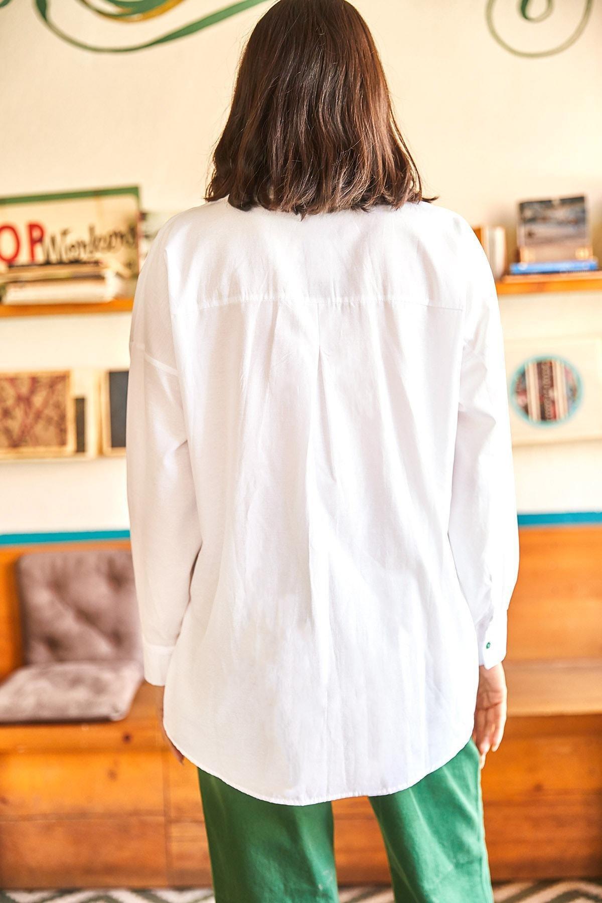 Green Colour block Oversize Shirt, , large image number 2