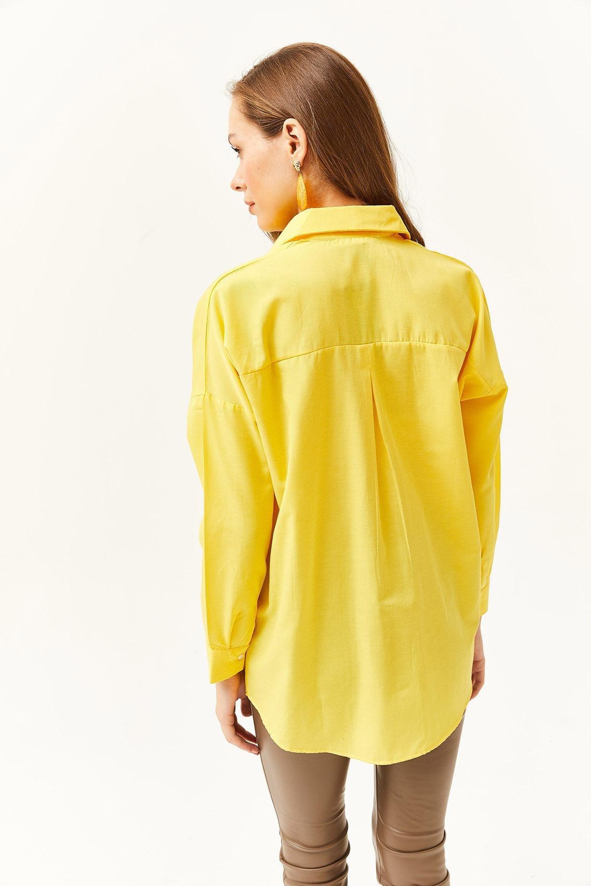 Yellow Colour block Oversize Shirt, , large image number 4