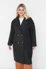 Trendyol - Gray Double Breasted Plus Size Coat