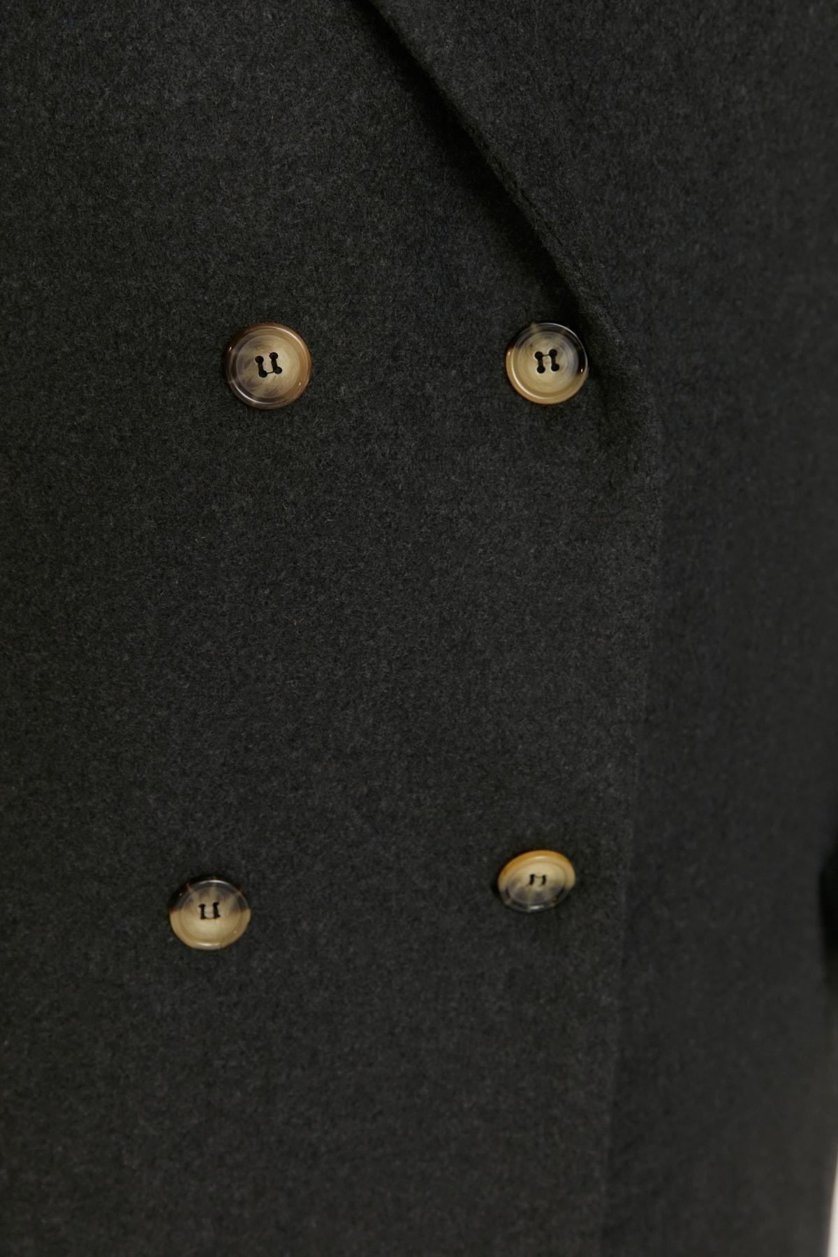 Gray Double Breasted Plus Size Coat, , large image number 2