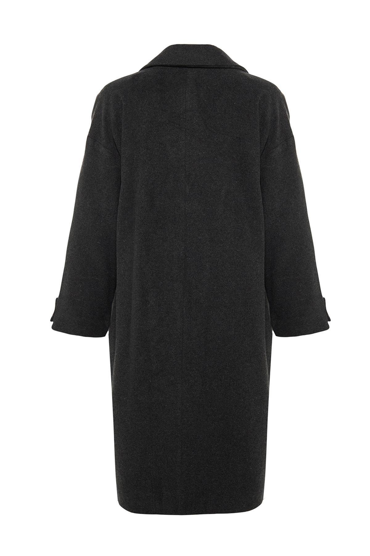 Gray Double Breasted Plus Size Coat, , large image number 5
