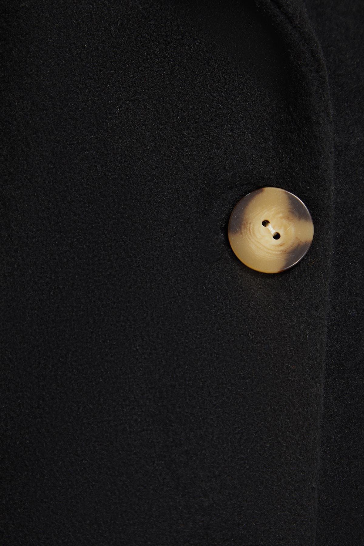 Black Double Breasted Plus Size Coat, , large image number 7