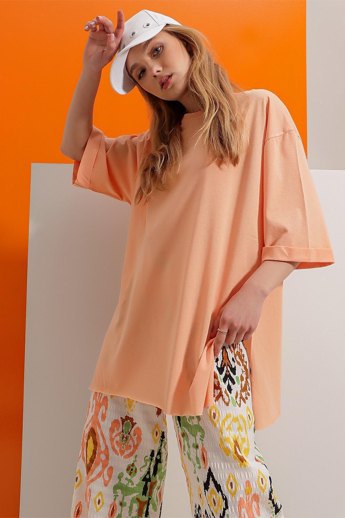 Pink Crew Neck Cotton Oversize T-Shirt, , large image number 3